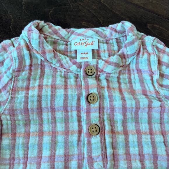 Cat and Jack Girls 6-9 Months Summer Romper Outfit Gauzy Striped - Picture 6 of 6